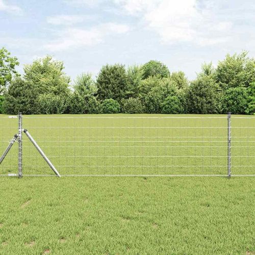 Zaun mit Pfosten Silber 0.8 x 10 m Stahl
