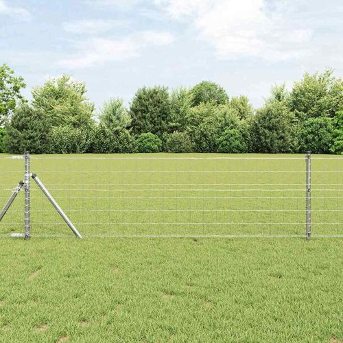 Zaun mit Pfosten Silber 0,4 x 25 m Stahl