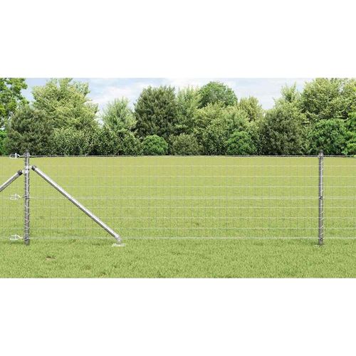 Zaun mit Pfosten Silber 0.8 x 10 m Stahl