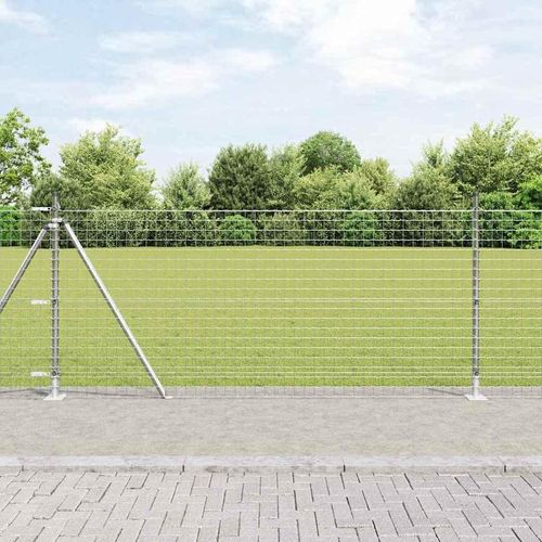 Zaun mit Pfosten Silber 0.8 x 10 m Stahl