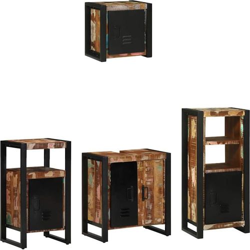 vidaXL Badezimmermöbel Set 4 pcs Mehrfarbig Massives recyceltes Holz