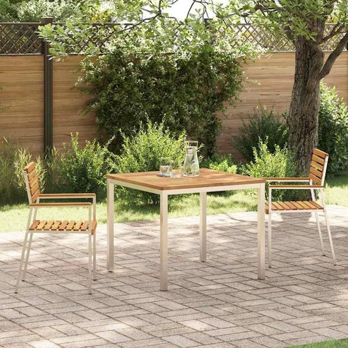 Garten Essgruppe 3 pcs Braun Massives Akazienholz & Edelstahl