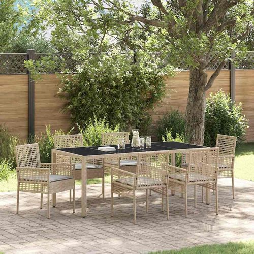 Garten Essgruppe 7 pcs Beige Poly Rattan