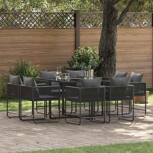 Garten Essgruppe 9 pcs Schwarz Stahl