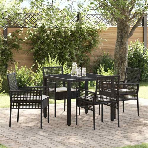 Garten Essgruppe 5 pcs Schwarz Poly Rattan
