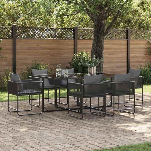 Garten Essgruppe 7 pcs Schwarz Stahl