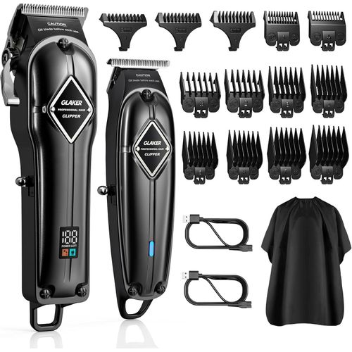 Haarschneidemaschine , Akku-Friseur Professionelles Haarschneide-Set Bartschneider für Männer Frauen Kinder, Fading Clippers mit 13 Guards