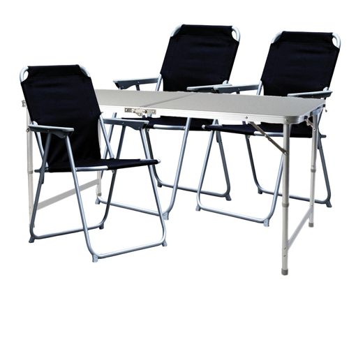 4-teiliges Campingmöbel Set Alu wetterfest 120x60x58/70cm schwarz