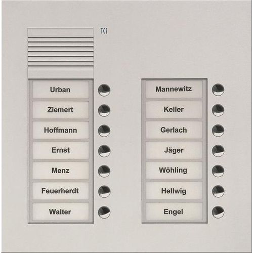 Audio Außenstation Serie PUK 14 Klingeltasten (rechtsbündig), 2-spaltig, UP silber TCS PUK14/2-EN