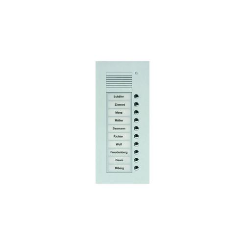 Audio Außenstation Serie PUK 10 Klingeltasten (rechtsbündig), 1-spaltig, UP silber TCS PUK10/1-EN