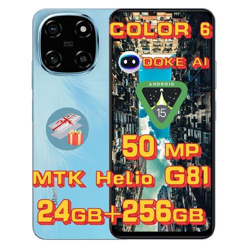 Blackview Color 6 Handy 24GB+256GB/2TBTF, Octa Core,Super PD 50MP Doke AI Fotoalbum,Android 15 Smartphone ohne vertrag, 6.67“,5000mAh,18W,Dual SIM