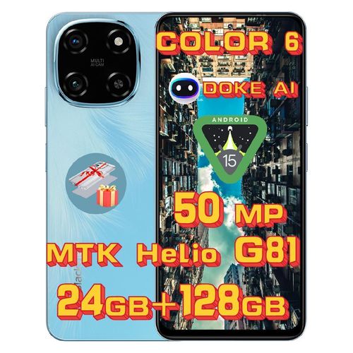 Blackview Color 6 Handy 24GB+128GB/2TBTF, Octa Core,Super PD 50MP Doke AI Fotoalbum,Android 15 Smartphone ohne vertrag, 6.67“,5000mAh,18W, Dual SIM