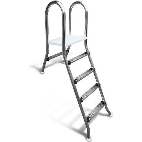 Poolleiter Classic 120/40 cm I 1x4 + 1x1-stufig I V2A Edelstahl Leiter Treppe