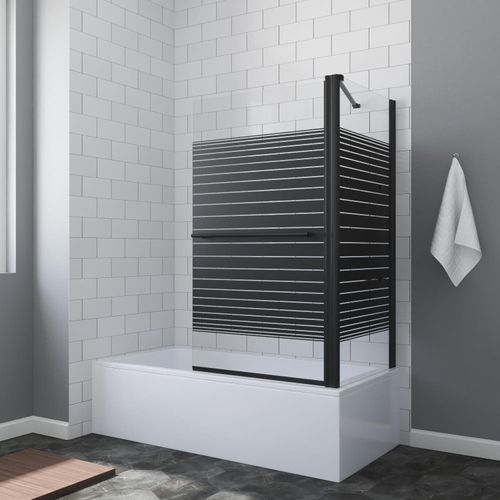 Badewannenaufsatz Schwarz matt 80 x70 x 140 cm Duschtrennwand für Badewanne Duschwand Glas aus 5 mm Einscheiben Sicherheitsglas, Nano Beschichtung