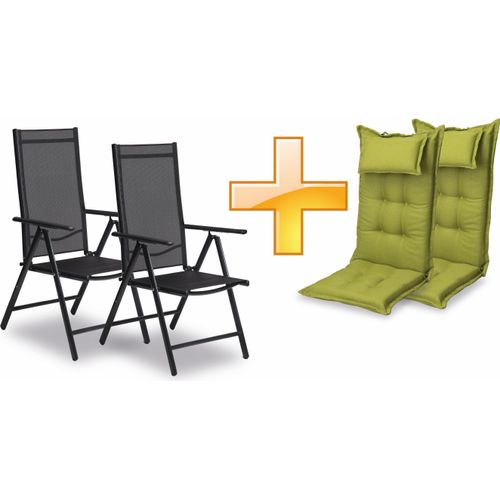 sunnypillow 2er Set Gartenstühle und Gartenstuhlauflagen Hochlehner | 120x50x9 cm Hochlehner Auflage wasserdicht UV-lichtecht |Grün