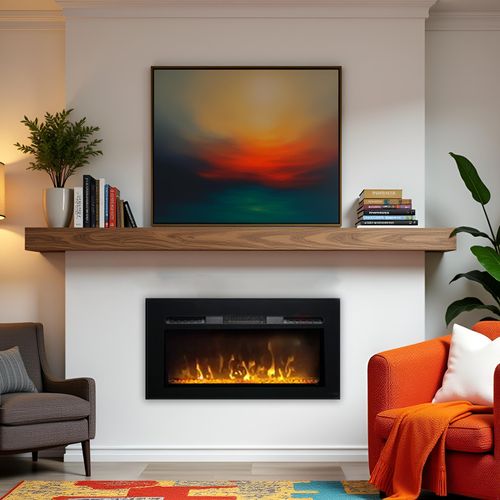 Elektrokamin modern ElectricSun Paula Glass XXS schwarz, Wand-, Boden-montage oder einbaubar, 3 Farbeinstellungen, B76xH45cm