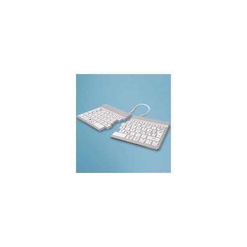 R-Go Tools Ergonomische Tastatur R-Go Split Break mit Pausensoftware, ergonomische geteilte Tastatur, QWERTY (PT), kabellos, weiß, Kabellos, Bluetooth, Scherenschalter, QWERTY, Weiß