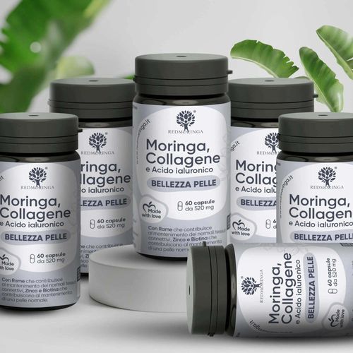 Nahrungsergänzungsmittel mit Kollagen, Hyaluronsäure und Moringa für die Schönhe – 6 Flaschen