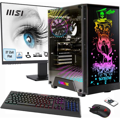 GAMEMAX Multimedia PC Rockstar Komplett SET Ryzen 5 5600G 16GB RAM 1TB SSD Radeon Graphics Windows 11 + MSI PRO MP273ADE Monitor 69cm (27
