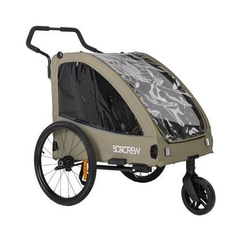 Fahrradanhänger 2in1 - für 2 Kinder - grün
