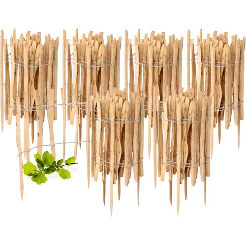 Gartenzaun zum Stecken aus Haselnüsse Zaun Garten Staketenzaun Beeteinfassung Holz GD-0156 (6 Stück, 60 cm x 500 cm)