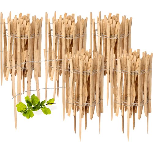 Gartenzaun zum Stecken aus Haselnüsse Zaun Garten Staketenzaun Beeteinfassung Holz GD-0156 (5 Stück, 60 cm x 500 cm)