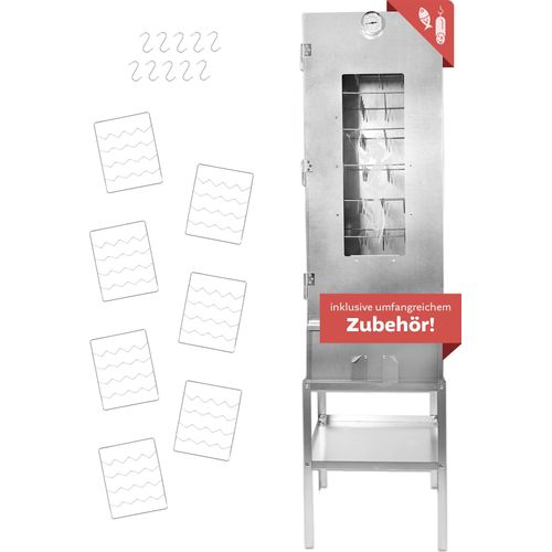 Räucherofen XL 110 cm hoch mit Untergestell, Räucherschrank mit Tisch