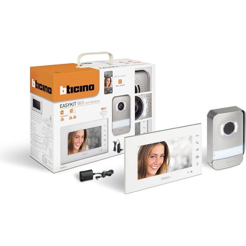 Bticino 310913 Easykit WLAN-Video-Gegensprechanlage für Ein-Familien, Plug-In 2 Drähte mit 1 externen Taste, Klingel, Kamera, 1 interner Monitor 7 Zoll in Farbe mit Freisprecheinrichtung, erweiterbar