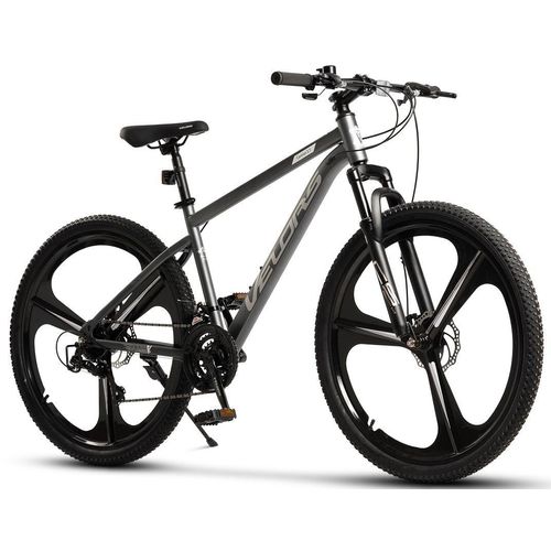 AIORBER MTB Hardtail 27,5 Zoll, 21 Gang, Federgabel, Magnesiumfelgen, mechanische Scheibenbremsen, vormontiert, Jugendfahrrad, Grau