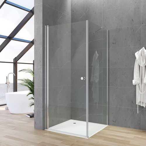 Duschkabine Eckdusche 75 x 75 x 187 cm Duschwand Eckeinstieg Duschabtrennung Duschtür Drehtür Schwingtür Pendeltür rahmenlos Dusche mit Seitenteil und Seitenwand Badezimmer Duschwände