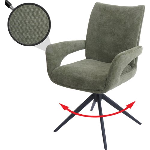 Esszimmerstuhl HWC-O78, Küchenstuhl Stuhl, drehbar Auto-Return, Stoff/Textil Chenille (310g/m²) grün