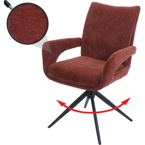 Esszimmerstuhl HWC-O78, Küchenstuhl Stuhl, drehbar Auto-Return, Stoff/Textil Chenille (310g/m²) rotbraun