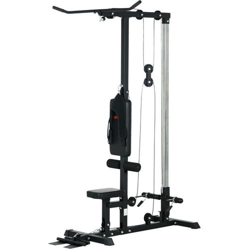 Kraftstation für Zuhause, Ruderzüge, ohne Gewichte, Fitnessgerät für Zuhause, Stahl, Kunstleder, Schwarz, 140 cm, 197 cm, 30,5 kg, 110 kg, 108 cm