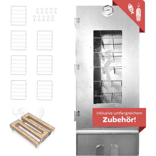 Räucherofen XL 110 cm hoch Stahl mit Kaltrauchgenerator und Zubehör
