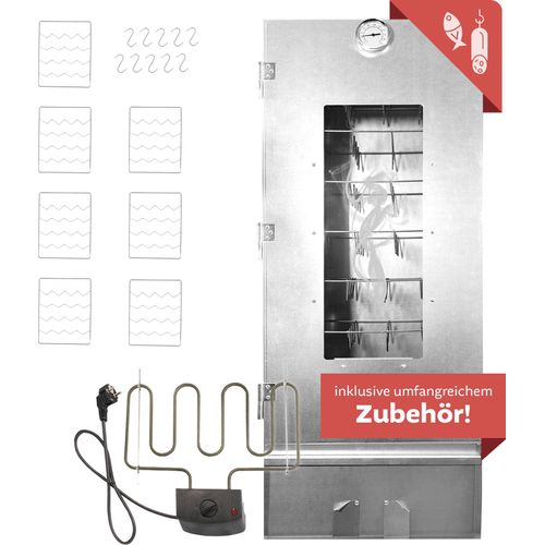 Räucherofen XL 110 cm hoch Stahl mit Heizspirale und Zubehör, Räucherschrank