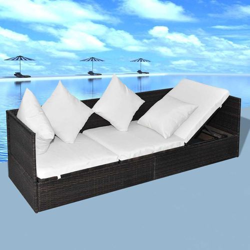 Sonnenliege Braun 200 x 60 x 58 cm Poly-Rattan