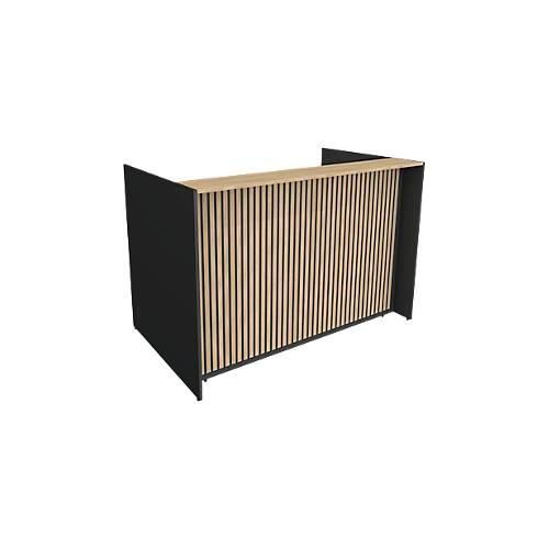 Theke Marino, klein, für 1 Person, elektrisch höhenverstellbar, Memorypanel, Akustikpaneele, Kabeldurchlass, Holz, Eiche-Dekor/anthrazit