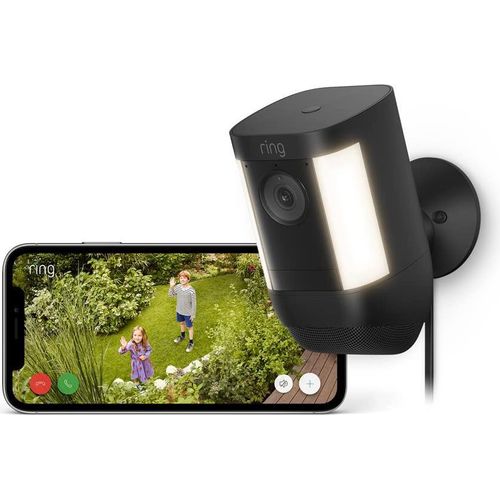 Ring Spotlight Kamera Pro Netzstecker (Spotlight Cam Pro Plug-in)| Außenkamera, 2K-Video mit Ring Vision, 3D-Bewegungserfassung, Überwachungskamera | 30-tägige e Testphase für Ring Home