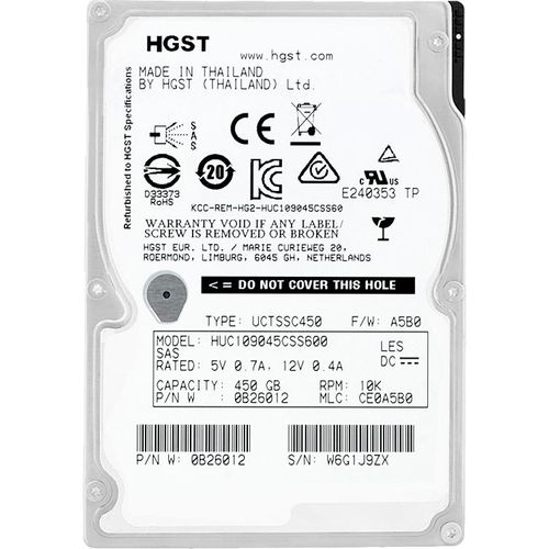 HGST/ Hitachi 450Gb HUC109045CSS600 64Mb Cache 10 000Rpm Sas II 2,5