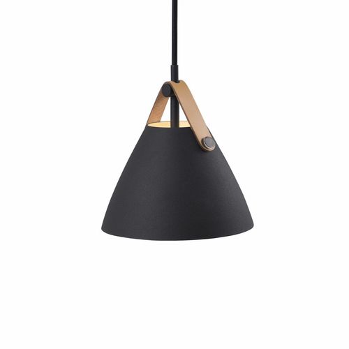 Strap Pendellampe Hängelampe Ø 16,5 cm Schwarz/Leder
