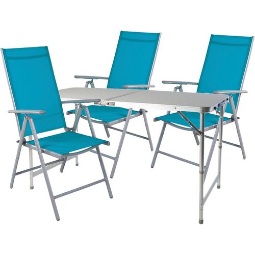XXL 3-teiliges Campingmöbel Set Aluminium Textilen Petrol
