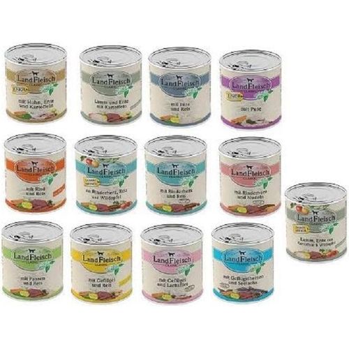Landfleisch 30 x 800g Dosen Nassfutter - freie Auswahl aus 13 Sorten + Snack gratis!
