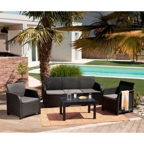 Gartenmöbel – aus geflochtenem Rattan-Kunstharz – Allibert von KETER – 5 Personen – SanRemo – Graphitgrau