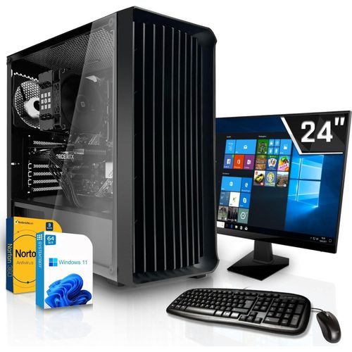SYSTEMTREFF Office / Home Komplett-Paket - Core i3-12100F - Nvidia GeForce GT 1030 - 16GB DDR4 - 512GB NVMe - 24 Zoll Monitor - Desktop PC