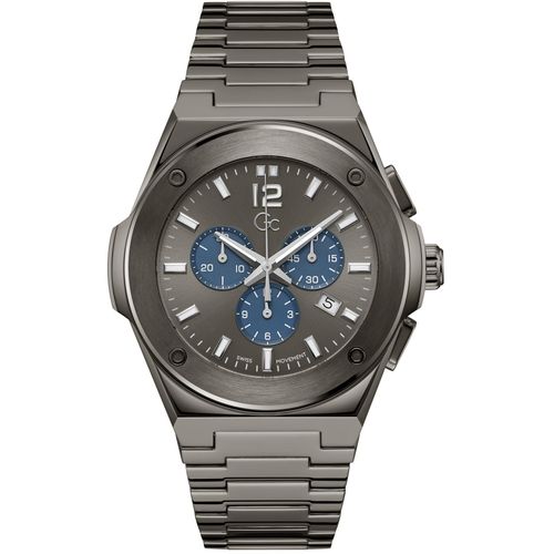 GUESS Collection Z33003G5MF GC Idol Chrono Metall grau blau Edelstahl Herren Uhr