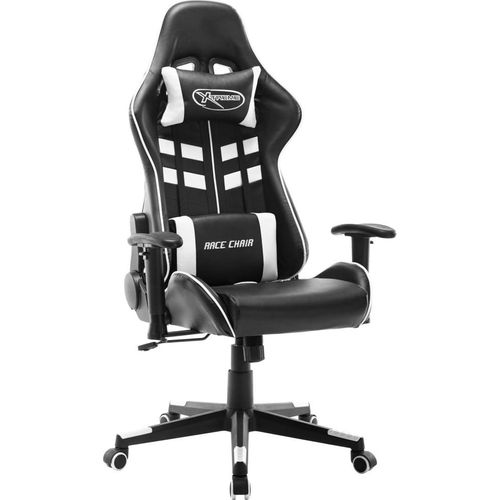 Gaming-Stuhl Schwarz und Weiß Kunstleder
