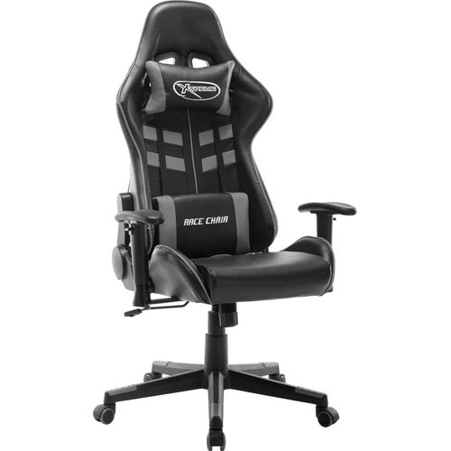 Gaming-Stuhl Schwarz und Grau Kunstleder