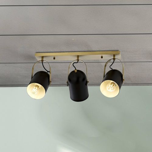 Deckenleuchte Esra, schwarz, Länge 45 cm, Metall, 3-flammig