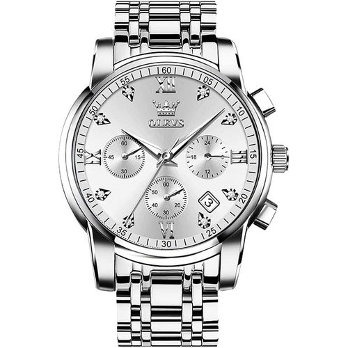 Herren Quarzuhr Edelstahl, Analoge Luxus Herrenuhr mit Diamant-Details, Multifunktionales Design, Klassische Herrenarmbanduhr für Eleganz und Stil