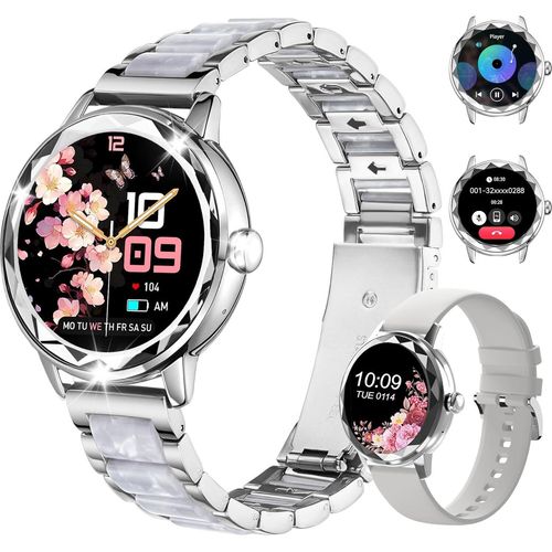 Homailida Smartwatch Damen mit Anruf-Funktion, 123 Sportmodi, IP67 Wasserdicht, Fitnessuhr, Schlafzustand, Menstruationszyklus-Funktionen